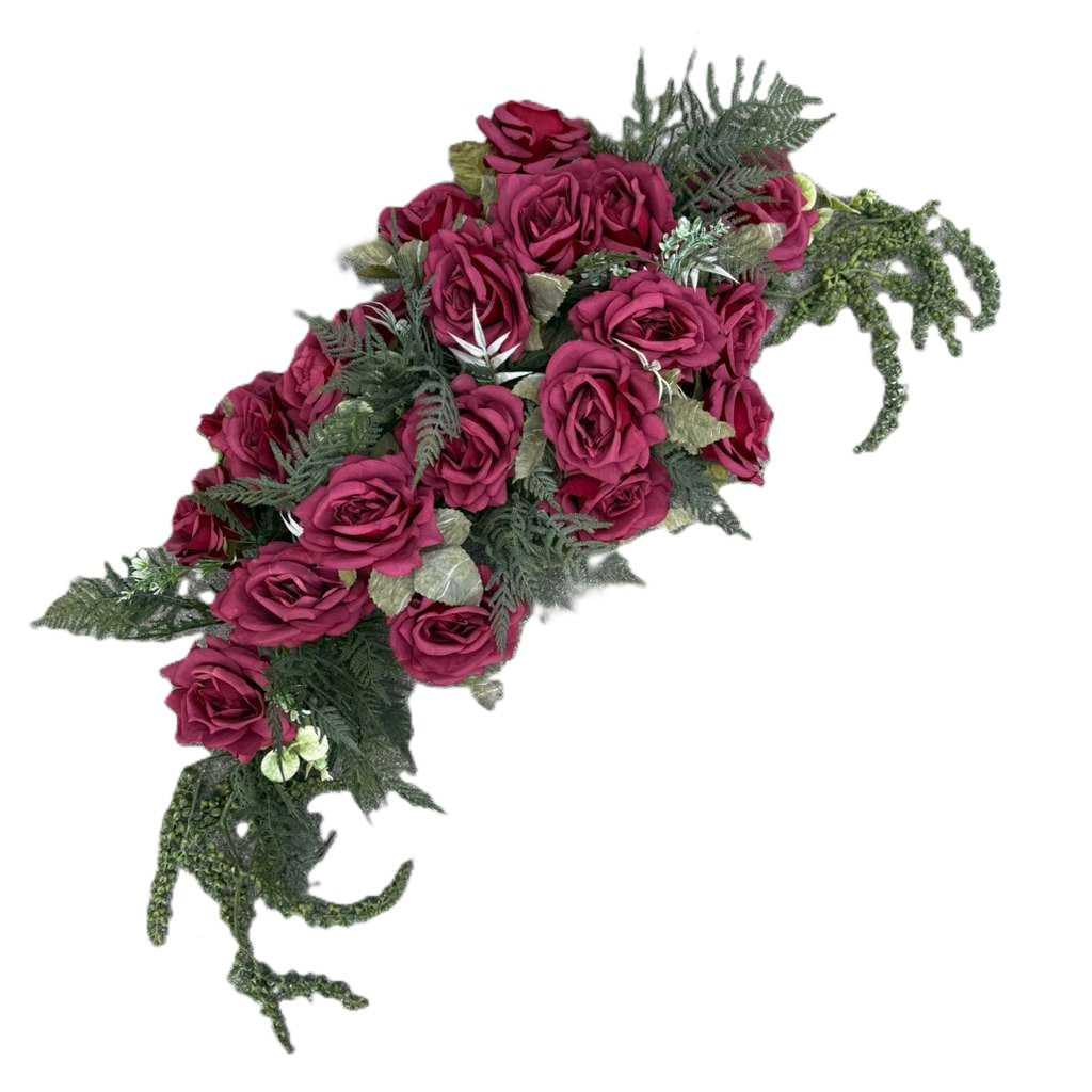 Burgundy Artificial Rose Holiday Arrangement for Christmas Décor - LGC/EN-1