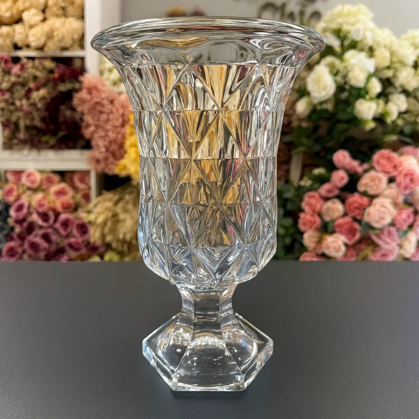 Crystal Pedestal Vase for Luxury Floral Arrangements - LGC-FLP