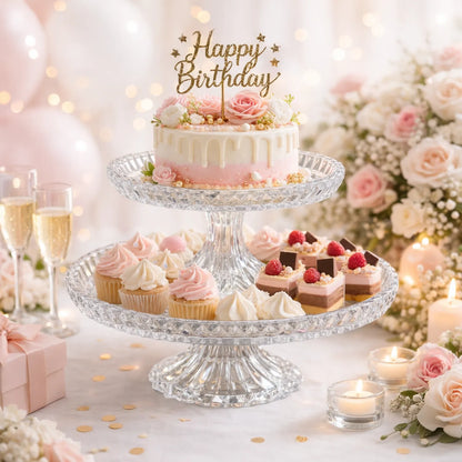 Round Crystal Pedestal Tray for Elegant Table Displays - LGC-PTG