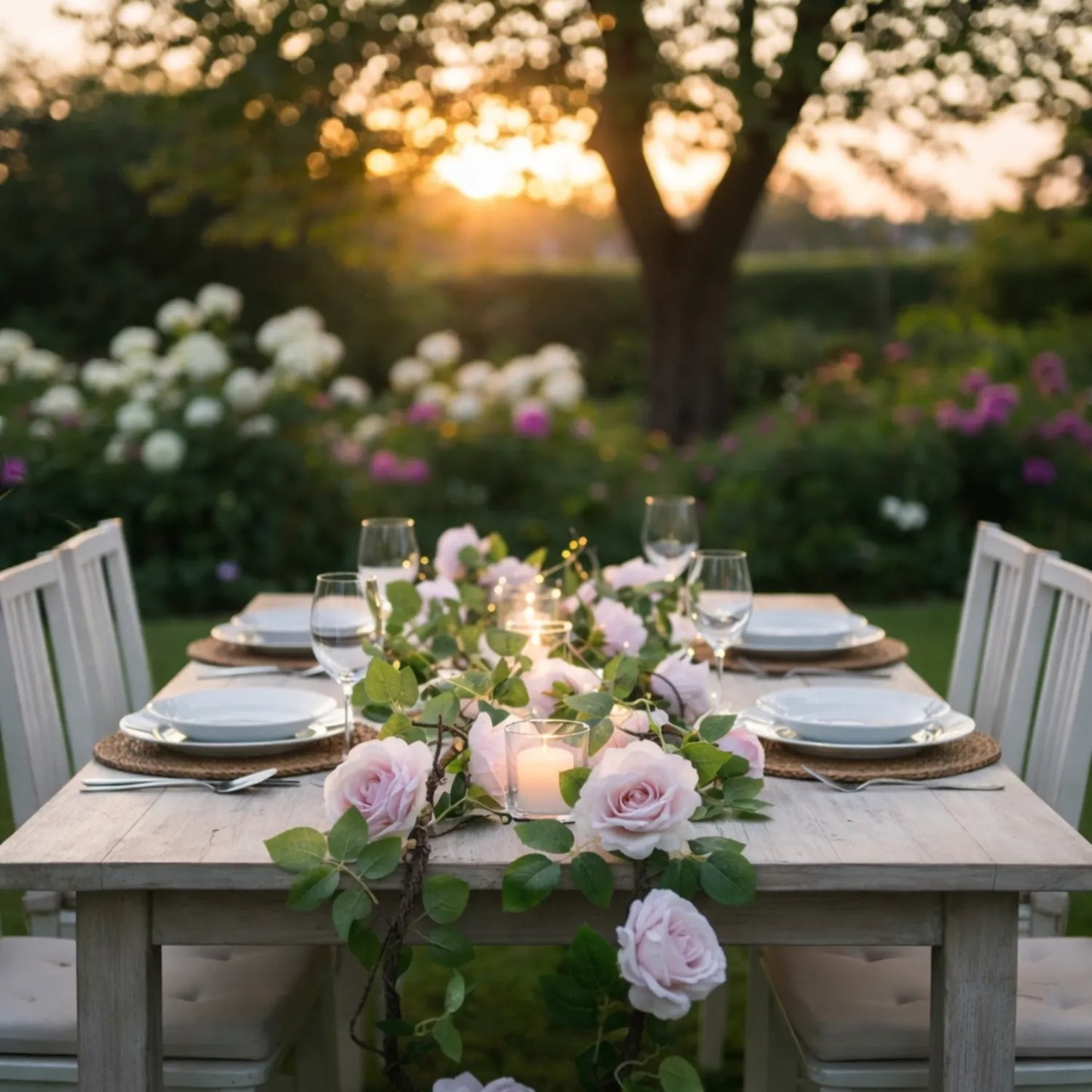 Premium Faux Rose Garland- Pink, Salmon & White - LGC/TA-TR