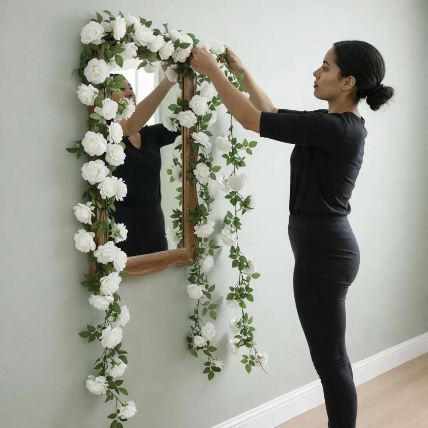 Premium Faux Rose Garland- Pink, Salmon & White - LGC/TA-TR