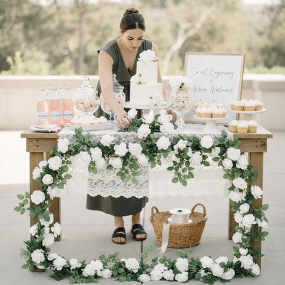 Premium Faux Rose Garland- Pink, Salmon & White - LGC/TA-TR