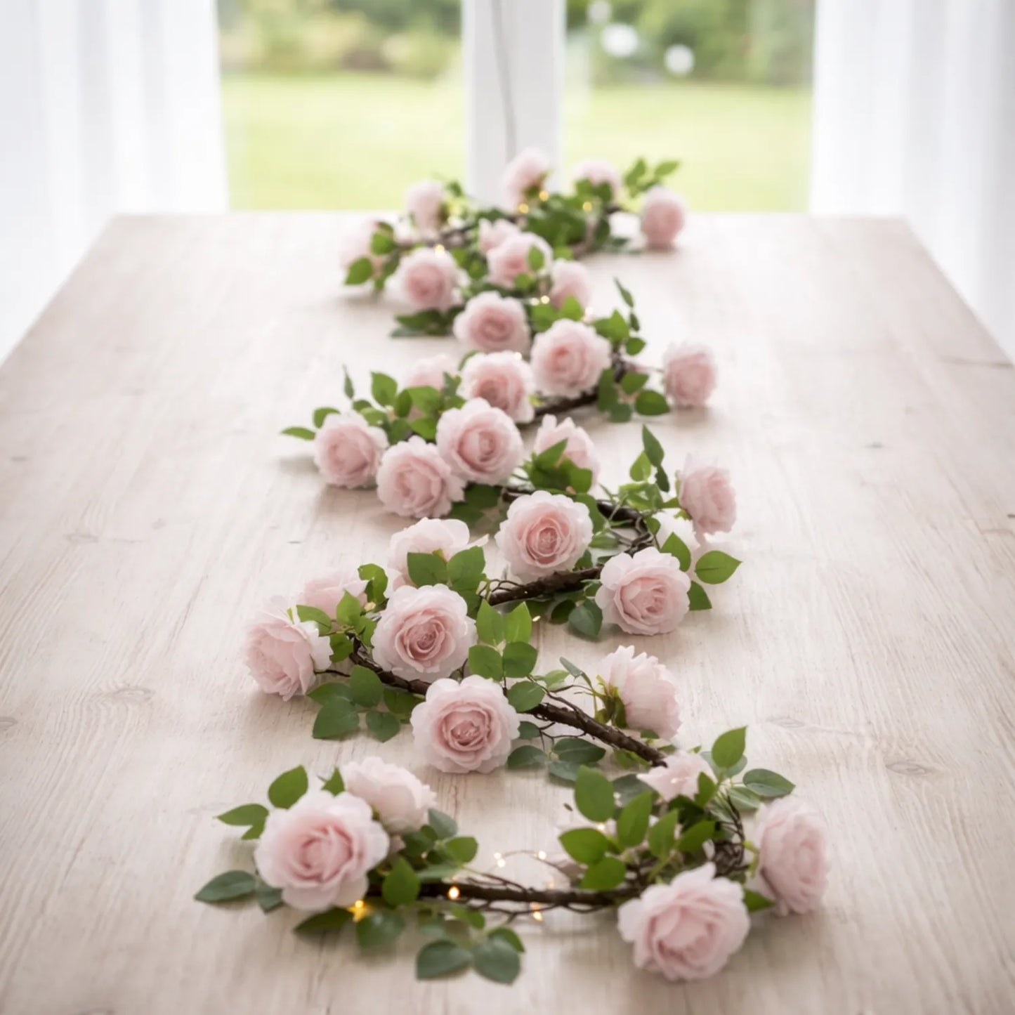 Premium Faux Rose Garland- Pink, Salmon & White - LGC/TA-TR